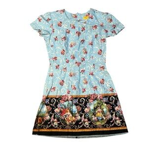 Bernie Dexter Blue Floral Scenic Print Dress – Medium